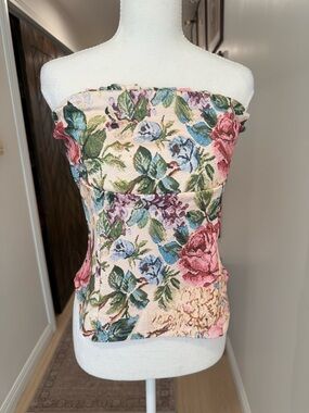SHEIN Pink Floral Strapless Bustier Camisole